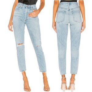 Agolde, Women’s ‘Jamie’ High-Rise Classic Jeans in Shakedown, Light Blue Size 26